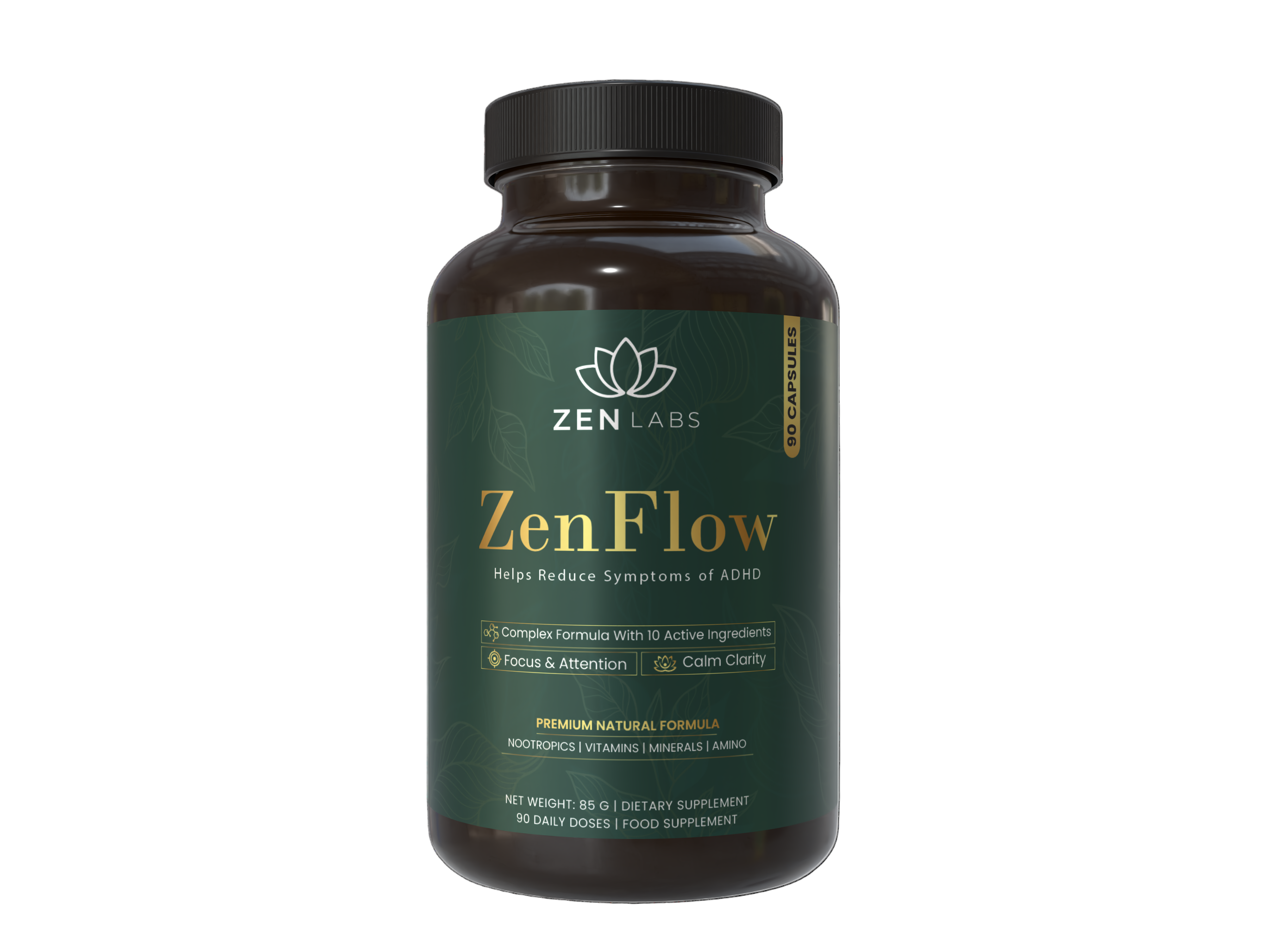 ZenFlow™ ADHD focused supplement, 90 cps.